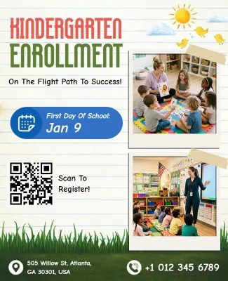 Kindergarten Enrollment Announcement Flyer Template