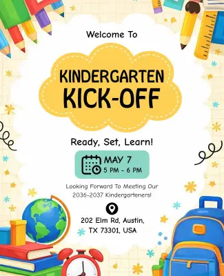 Kindergarten Kick-Off Educational Event Flyer Template