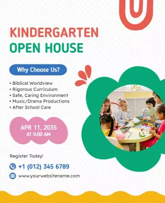 Kindergarten Open House Invitation Flyer Template