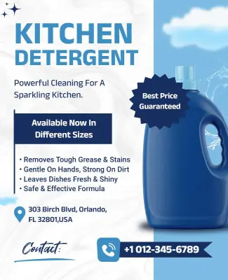 Kitchen Cleaning Detergent Promotion Poster Template