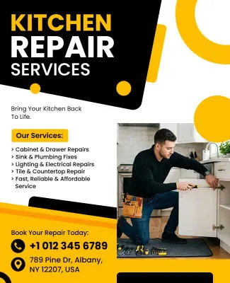 Kitchen Repair Services Promotional Poster Template