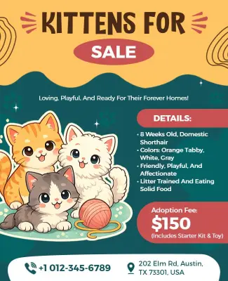 Kittens Adoption Sale Event Flyer Template