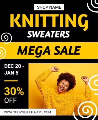 Knitting Sweaters Mega Sale Flyer Template