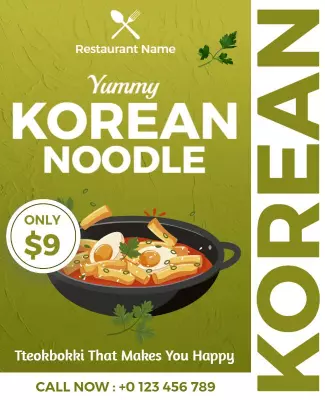 Korean Noodle Restaurant Promotion Flyer Template