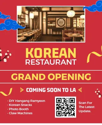 Korean Restaurant Grand Opening Coming Soon Flyer Template