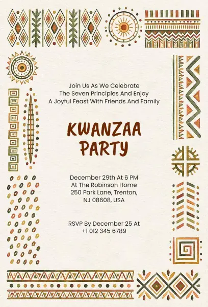 Kwanzaa Celebration Festive Gathering Invitation Template