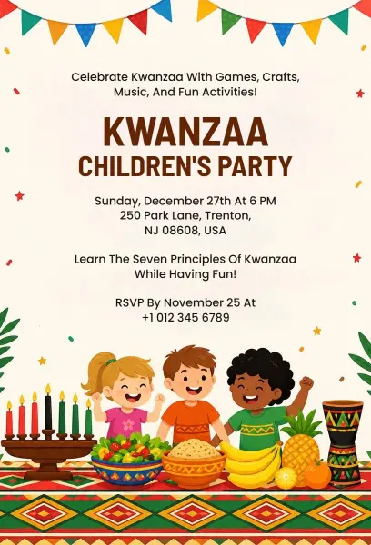 Kwanzaa Children's Party Celebration Invitation Template
