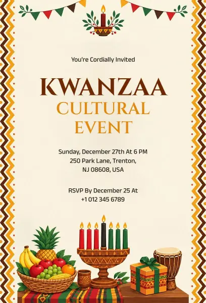 Kwanzaa Cultural Celebration Event Invitation Template