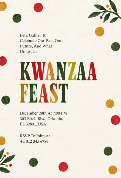 Kwanzaa Cultural Feast Celebration Invitation Template