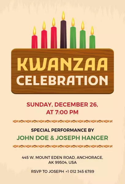 Kwanzaa Cultural Festival Celebration Invitation Template