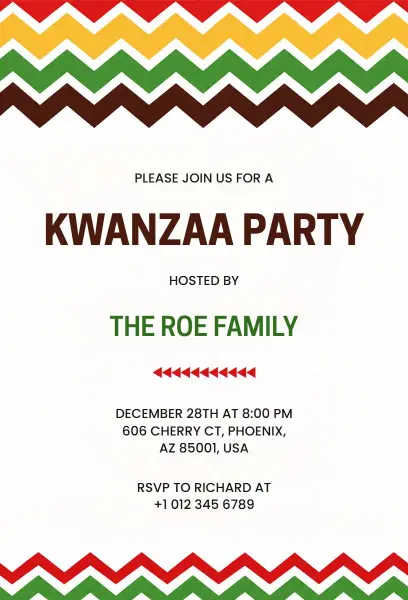 Kwanzaa Family Gathering Party Invitation Template