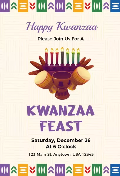 Kwanzaa Feast Celebration Cultural Festival Invitation Template