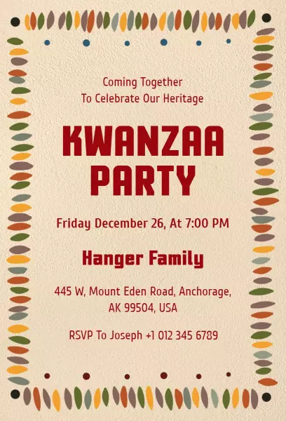 Kwanzaa Heritage Celebration Festival Invitation Template