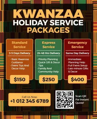 Kwanzaa Holiday Service Packages Flyer Template