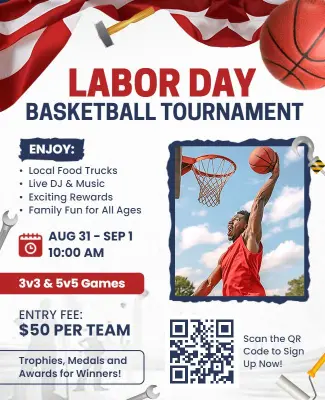 Labor Day Basketball Tournament Event Flyer Template