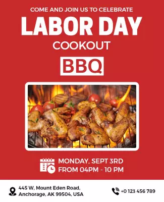 Labor Day Bbq Cookout Celebration Flyer Template
