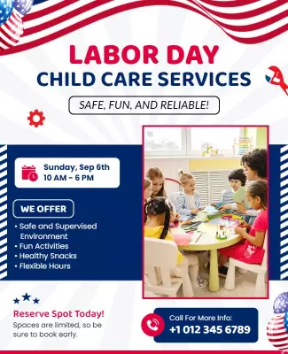 Labor Day Child Care Services Event Flyer Template