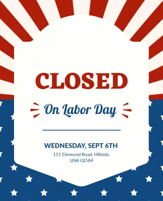 Patriotic Red White and Blue Labor Day Closure Flyer Template