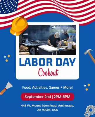 Labor Day Community Cookout Event Flyer Template