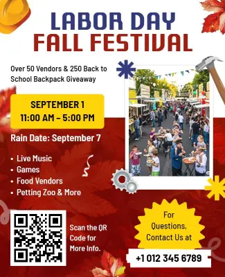 Labor Day Fall Festival Celebration Flyer Template