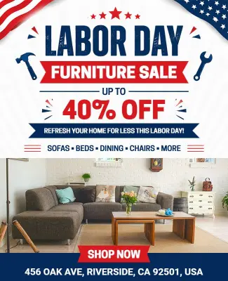 Labor Day Furniture Sale Discount Flyer Template