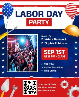 Labor Day Girls Celebration Party Flyer Template