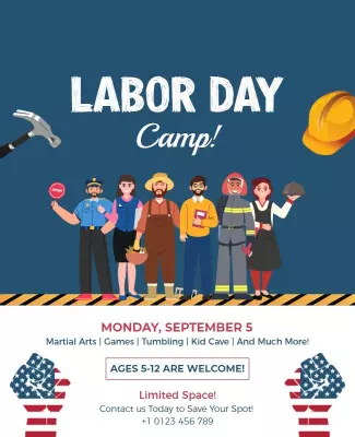 Labor Day Kids Camp Event Flyer Template