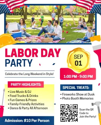 Labor Day Party Celebration Event Flyer Template