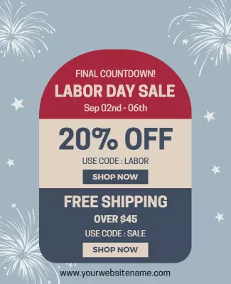 Festive Red Labor Day Sale with Fireworks Flyer Template