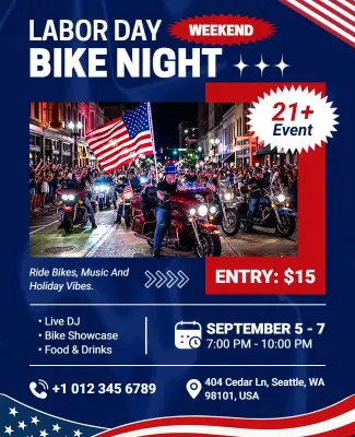 Labor Day Weekend Bike Night Event Flyer Template