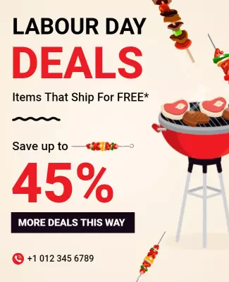 Labour Day Bbq Deals Promotional Flyer Template