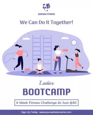 Ladies Fitness Bootcamp Challenge Flyer Template