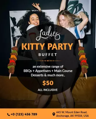 Ladies Kitty Party Buffet Event Flyer Template
