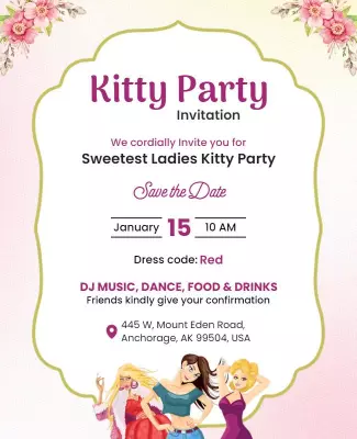 Ladies Kitty Party Invitation Flyer Template