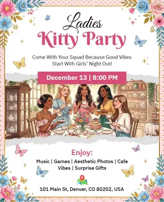 Ladies Kitty Party Invitation Poster Template