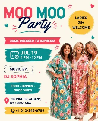 Ladies Moo Moo Party Event Flyer Template