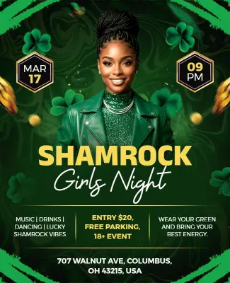Ladies Night Shamrock Vibes Event Flyer Template