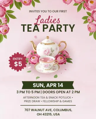 Ladies Tea Party Invitation Poster Template