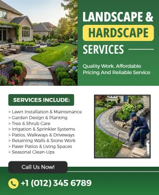Landscape and Hardscape Services Promotional Poster Template