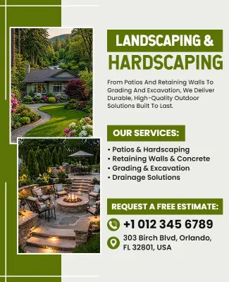 Landscaping and Hardscaping Services Flyer Template