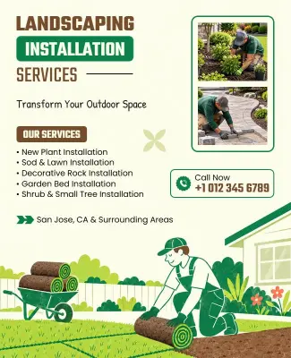 Landscaping Installation Services Promotional Flyer Template