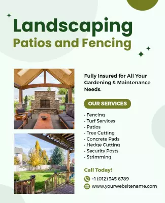 Landscaping Patios and Fencing Services Flyer Template