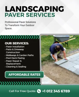 Landscaping Paver Services Advertisement Poster Template