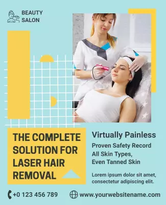 Light Blue Modern Beauty Salon Laser Hair Removal Flyer Template
