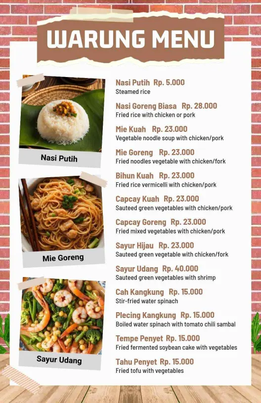 Latar Belakang Bergaya Bata Untuk Templat Menu Makanan Warung Klasik