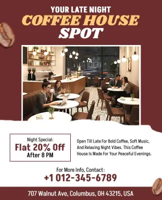 Late Night Coffee House Promotion Flyer Template