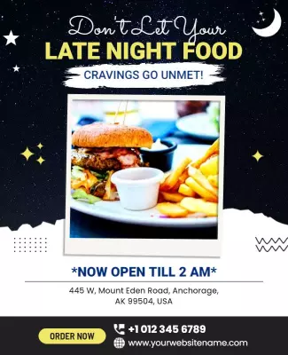 Late Night Food Promotion Flyer Template
