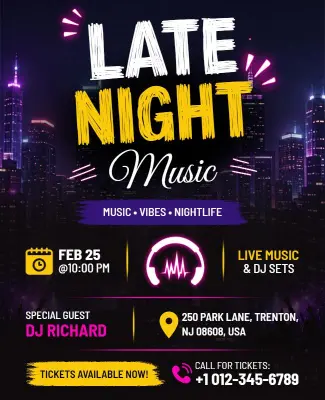 Late Night Music Event Flyer Template