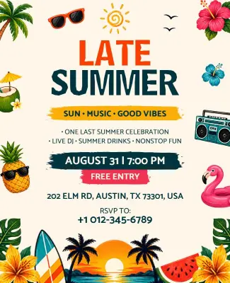 Late Summer Music and Fun Event Flyer Template