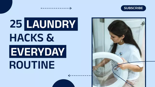 Laundry Hacks Everyday Routine Guide Trending YouTube Thumbnail Template